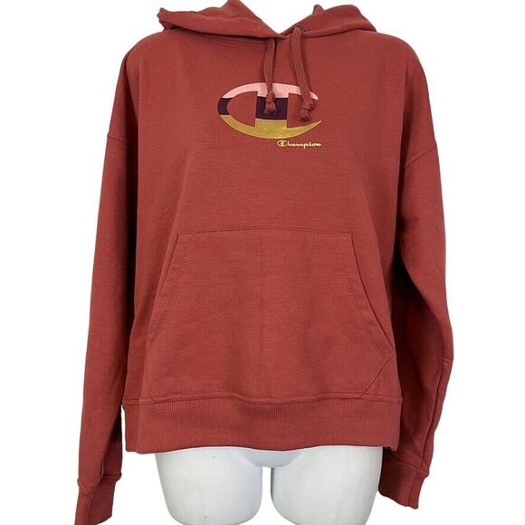 Champion Womens Powerblend Fleece Lined Hoodie Metallic Logo Sweatshirt sz S - Picture 1 of 16